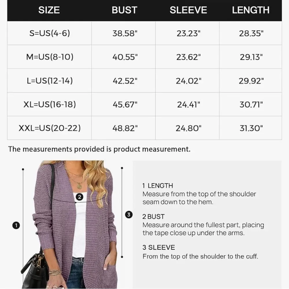 ZESICA Women's 2024 Fall Winter Long Sleeve Open Front Casual Lightweight Soft